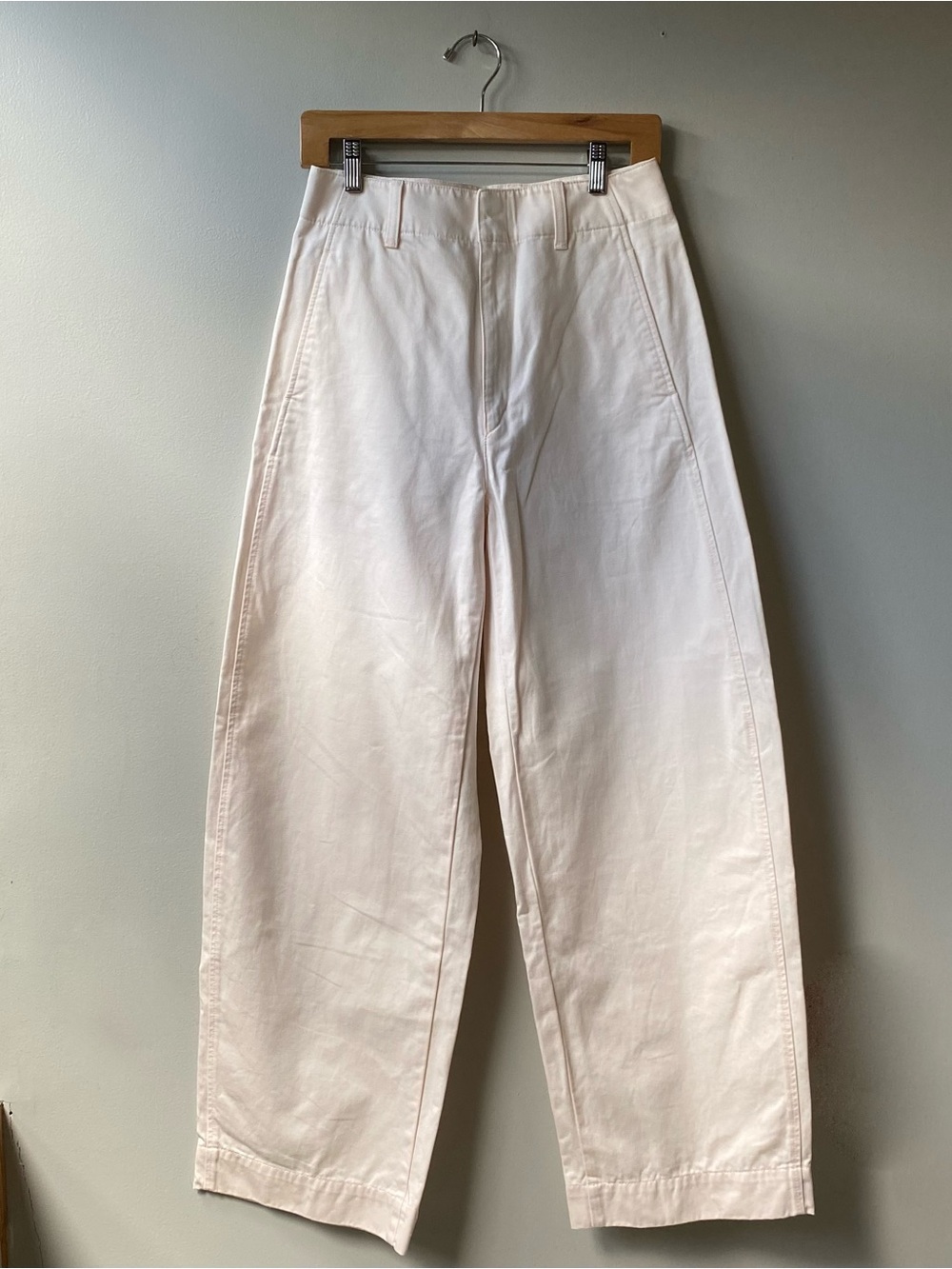 Uniqlo Cream Wide-Leg Cotton Trousers